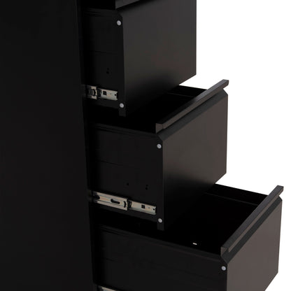 Set 2pcs Office Filing Cabinets Sider Hm10995.01 Black Metal