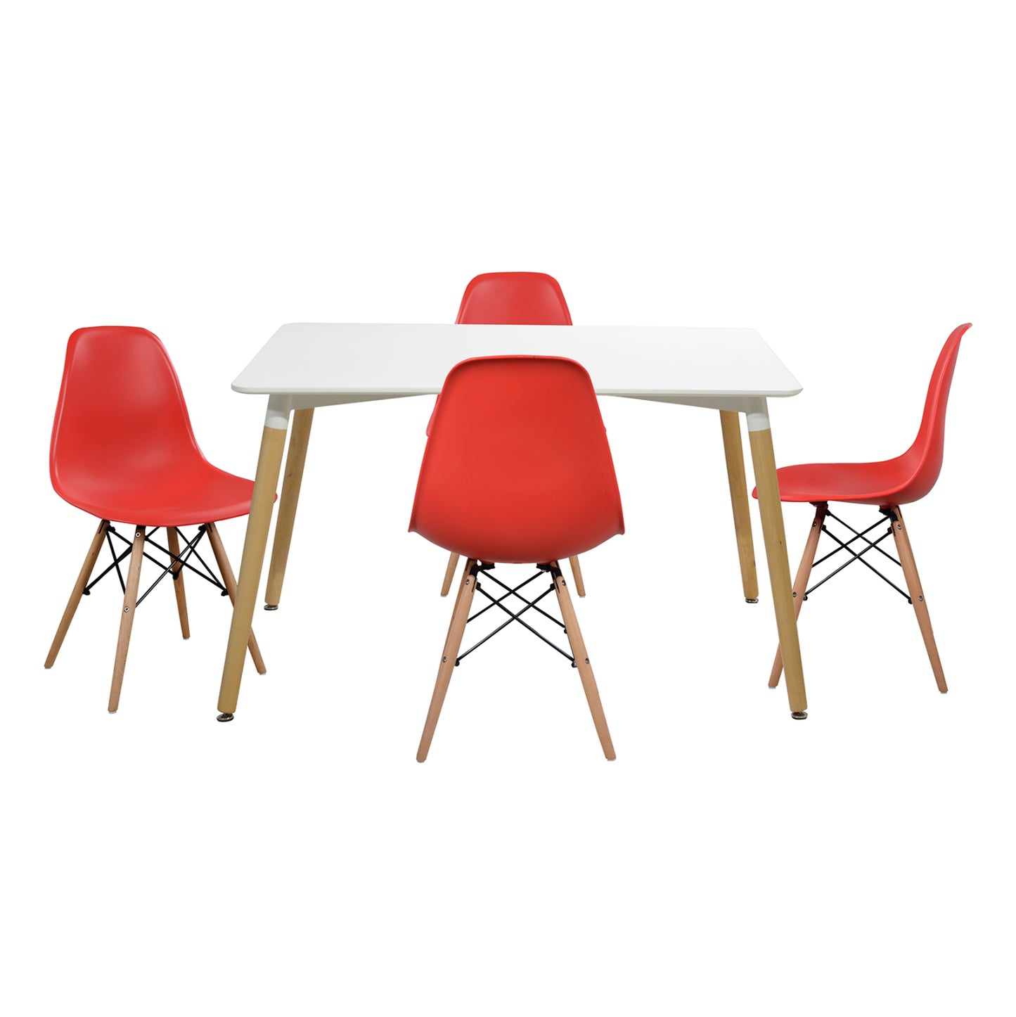Set Dining Table 5 Pieces Table Minimal 120x80x73 Cm- Twist Red Hm10080.04