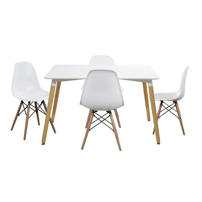 Set Dining Table 5 Pieces Table Minimal 120x80- Twist White Hm10080.01