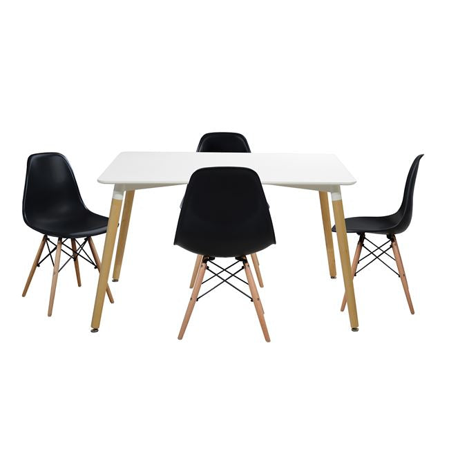 Set Dining Table 5 Pieces Table Minimal 120x80x73 Cm- Twist Black Hm10080.02