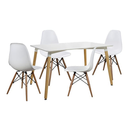 Set Dining Table 5 Pieces Table Minimal 120x80- Twist White Hm10080.01