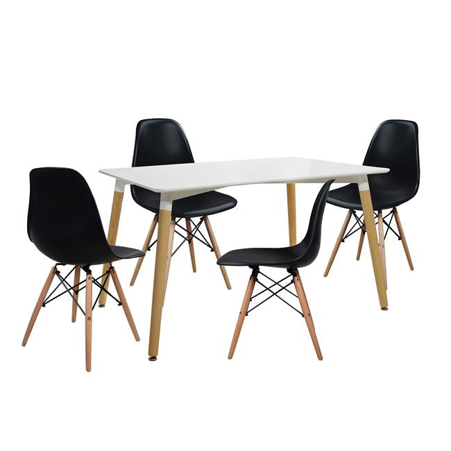 Set Dining Table 5 Pieces Table Minimal 120x80x73 Cm- Twist Black Hm10080.02