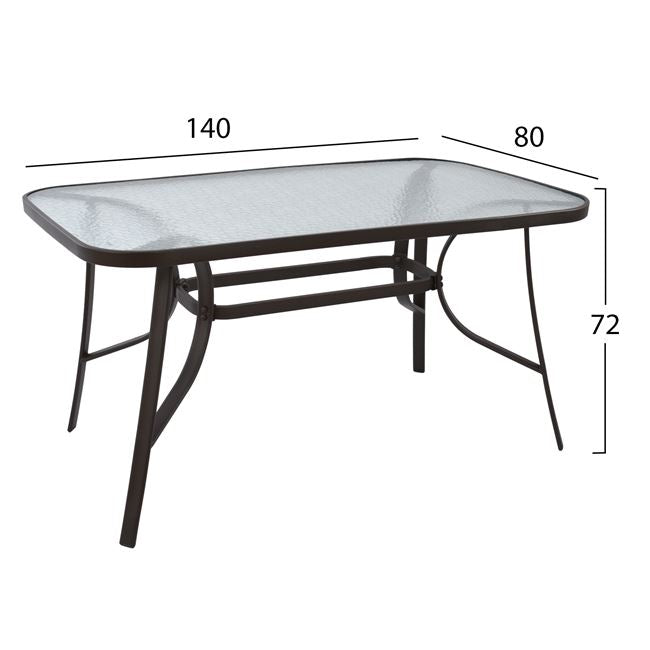 Set Dining Table 5 Pieces Bruno Brown Color & 4 Armchairs Bamboo Look Brown