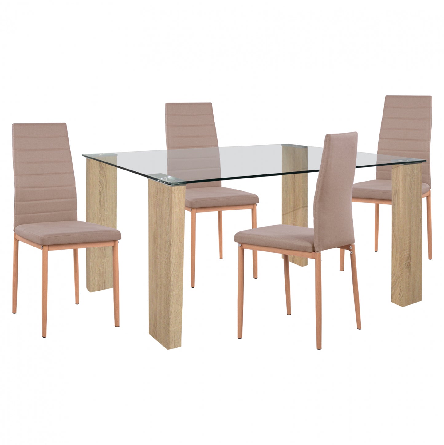 Set Dining Table 5 Pieces With Table Morgan 140x80x75 Chairs Lady Beige Hm11407
