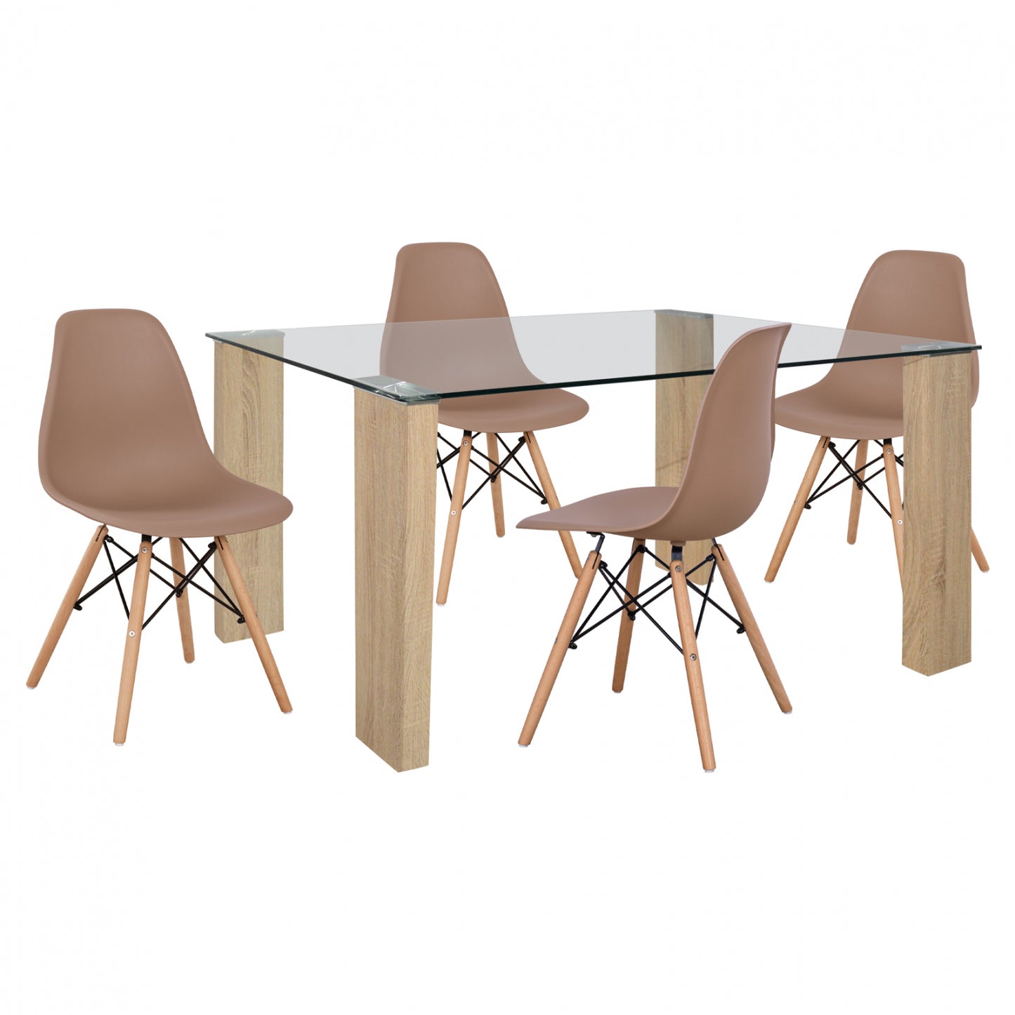 Set Dining Table 5 Peices With Table Morgan 140x80x75x & Chairs Twist Cappuccino Hm11406