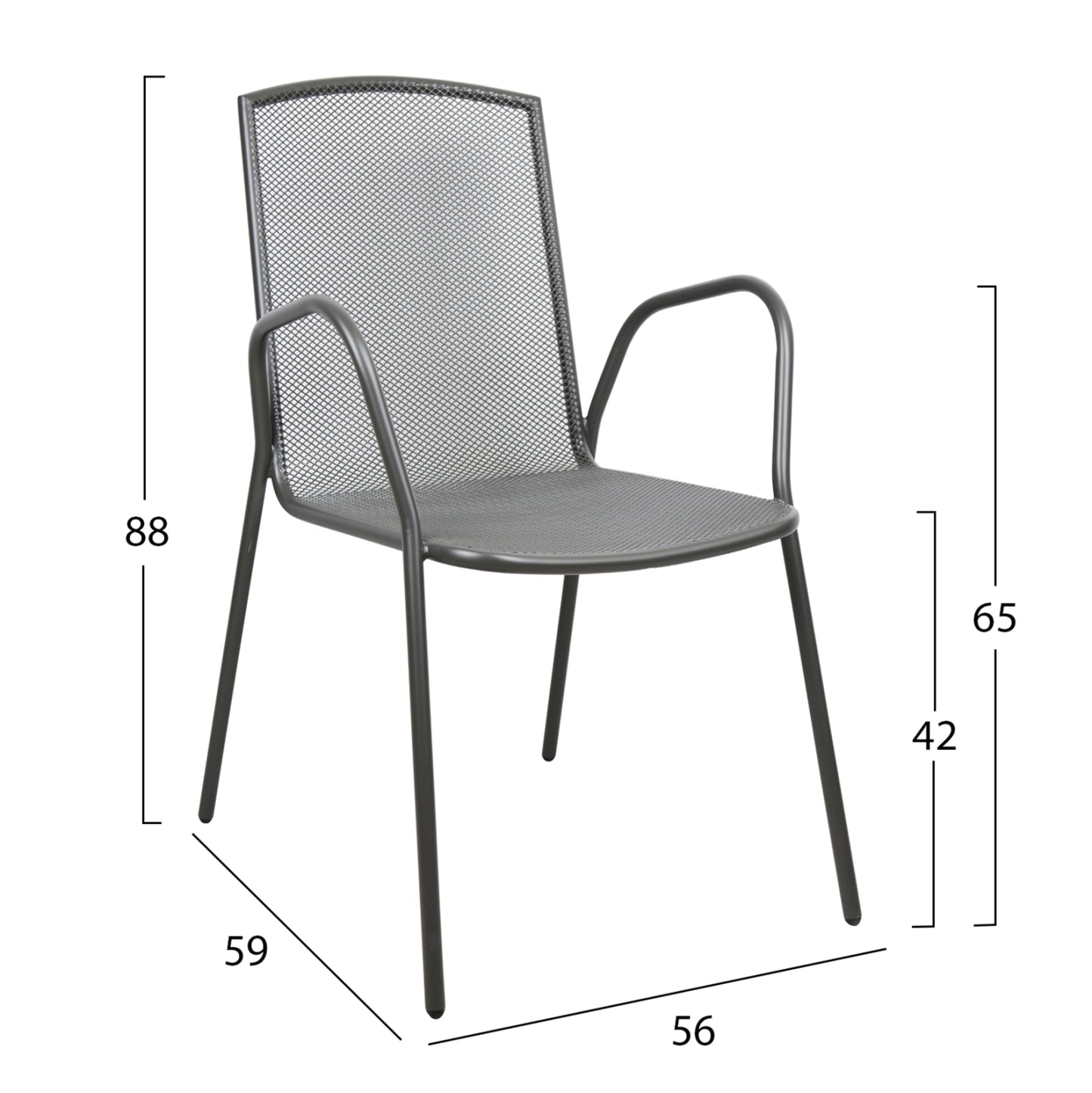 Set Dining Table 5 Pieces Grey Table & 4 Armchairs Grey Color