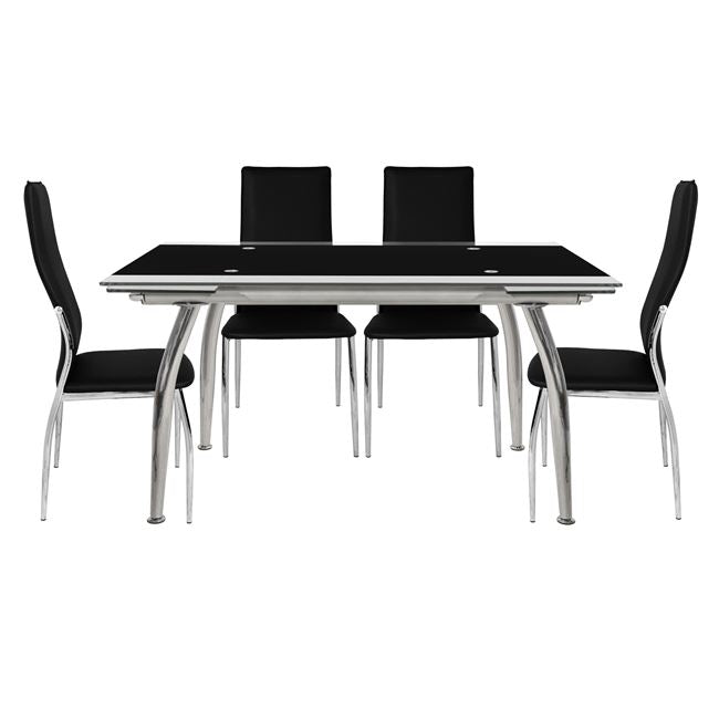 Set Dining Table 5 Pieces Table Loca 170x80- Kim Black Hm10012.02