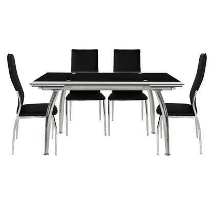 Set Dining Table 5 Pieces Table Loca 170x80- Kim Black Hm10012.02