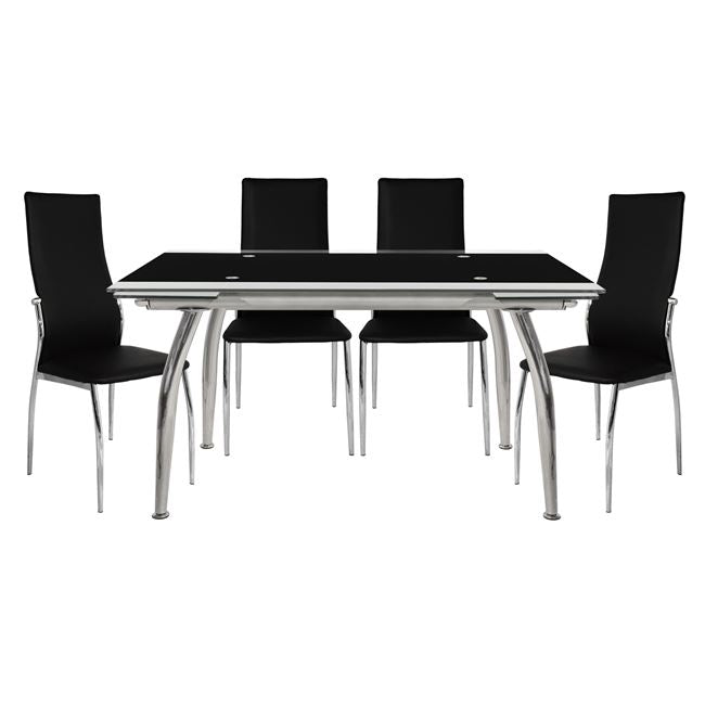Set Dining Table 5 Pieces Table Loca 170x80- Kim Black Hm10012.02