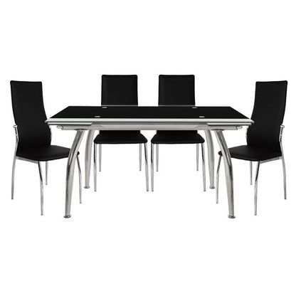 Set Dining Table 5 Pieces Table Loca 170x80- Kim Black Hm10012.02