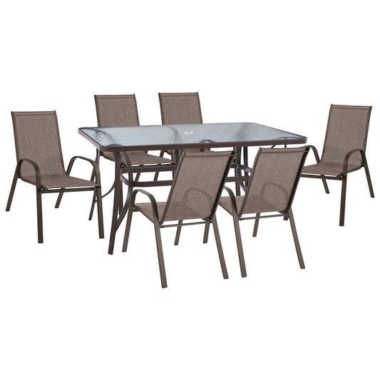 Set Dining Table 7 Pieces 1 Table & 6 Chairs Brown Hm5119.02
