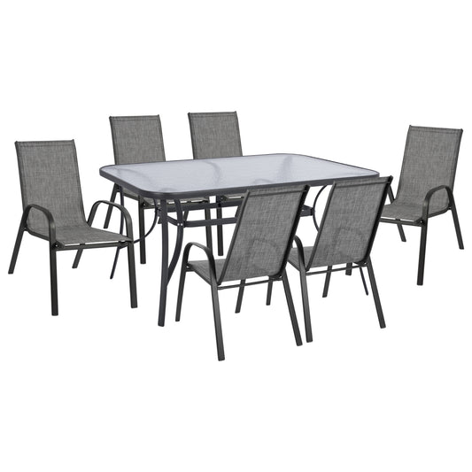 Set Dining Table 7 Pieces 1table & 6 Chairs Grey Hm5119.01
