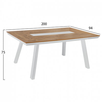 Table Set 7pcs With Polywood Table 200x94 & White Aluminum Armchairs Hm11424
