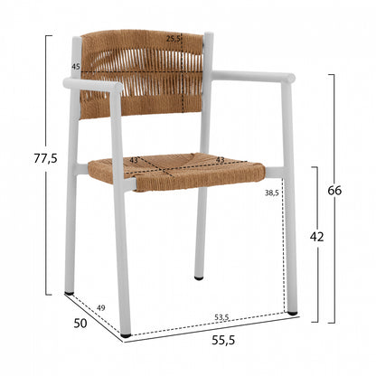 Table Set 7pcs With Polywood Table 200x94 & White Aluminum Armchairs Hm11424