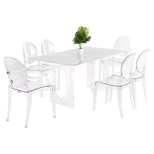 Dining Set 7pcs Hm11959 Table Aether- 2 Armchairs & 4 Chairs Aramis