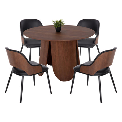 Dining Set 5pcs Hm11965 Table Denty & 4 Chairs Delf (black)