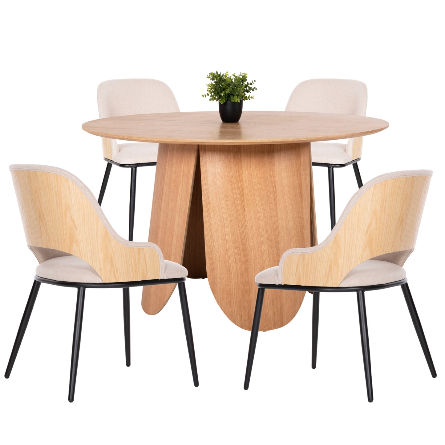 Dining Set 5pcs Hm11973 Table Denty & 4 Chairs Delf (oak-beige)