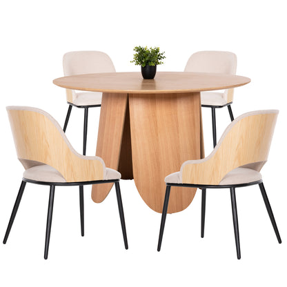 Dining Set 5pcs Hm11973 Table Denty & 4 Chairs Delf (oak-beige)