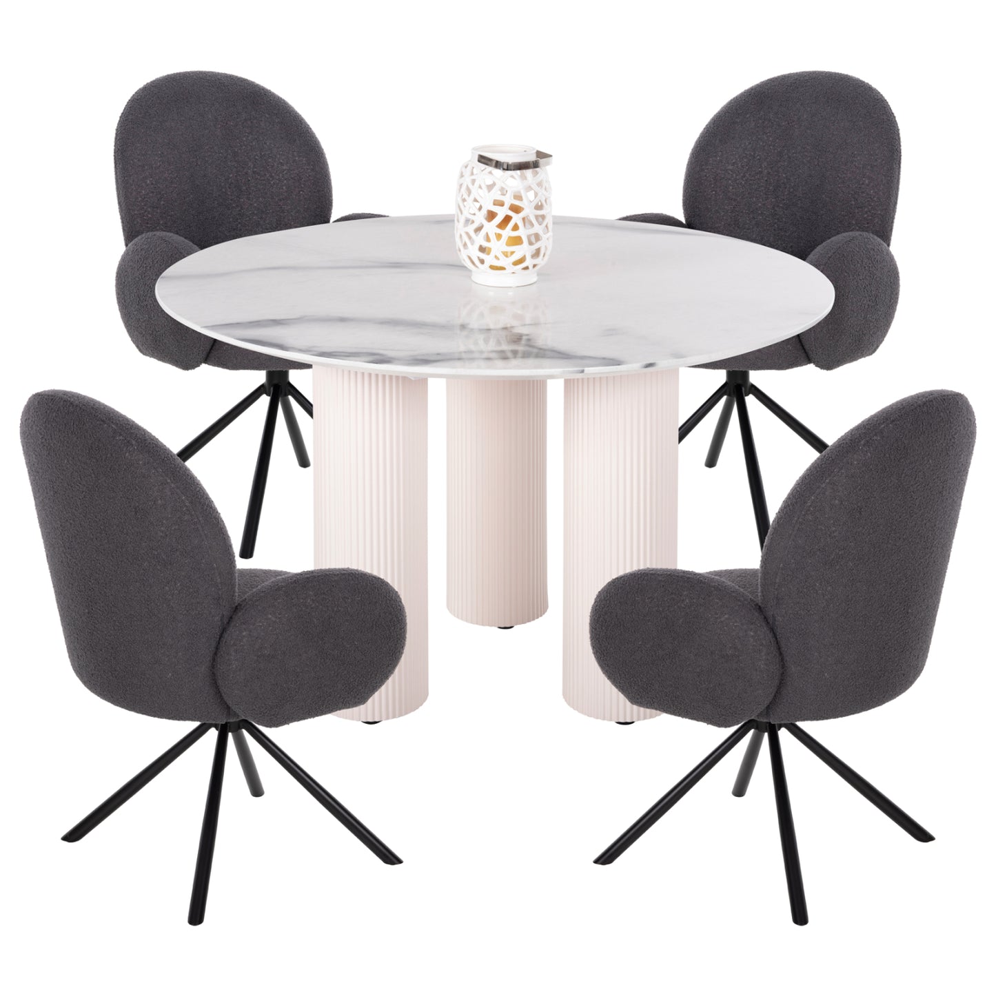 Dining Set 5pcs Hm11978 Table Dorik & 4 Armchairs Winon(grey)