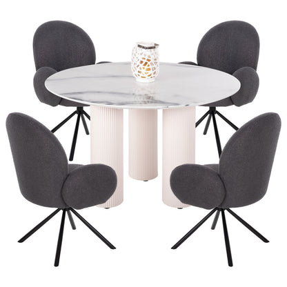 Dining Set 5pcs Hm11978 Table Dorik & 4 Armchairs Winon(grey)