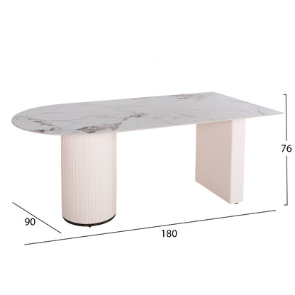 Dining Set 7pcs Hm11977 Table Ceramus & 6 Armchairs Winon
