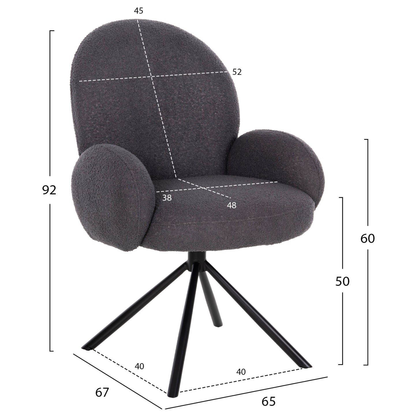 Dining Set Indoors 7pcs Hm11961 Table Heff & 6 Armchairs Winon