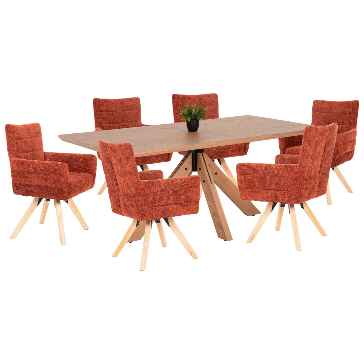 Dining Set Indoors 7pcs Hm21042 Table Paolo & 6 Armchairs Gazer