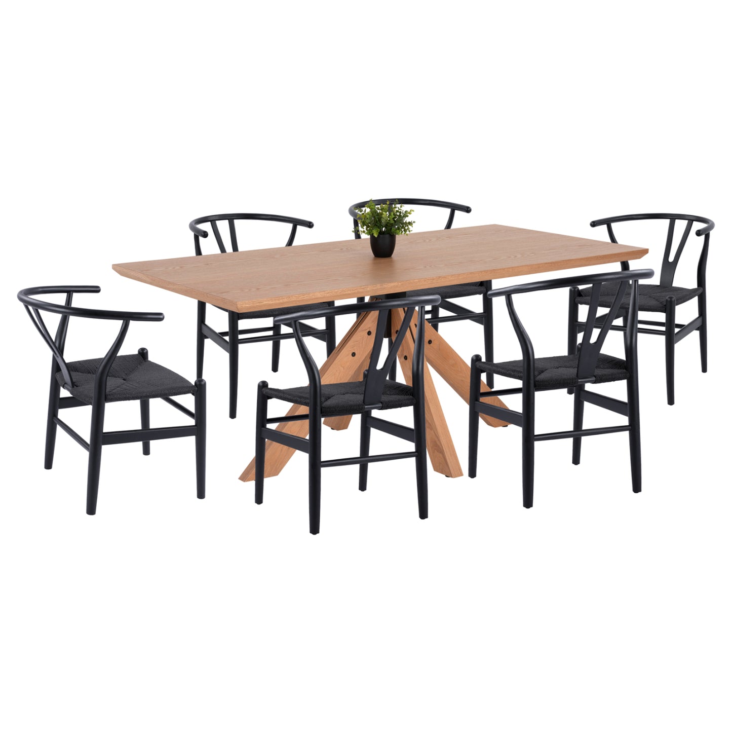 Indoor Dining Set 7pcs Paolo Hm21053 Table & 6 Chairs In Black