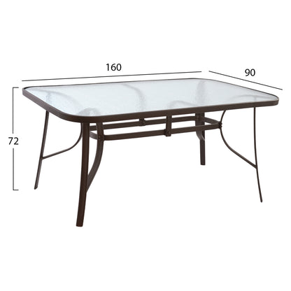 Set Dining Table 7 Pieces Table & 6 Leon With Brown Textline Hm5206.02
