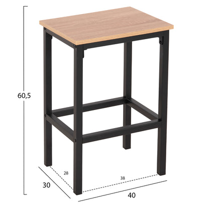 Dining Set For Bars 5pcs Boxy Hm9882.01 Black Metal Frames- Melamine In Sonama