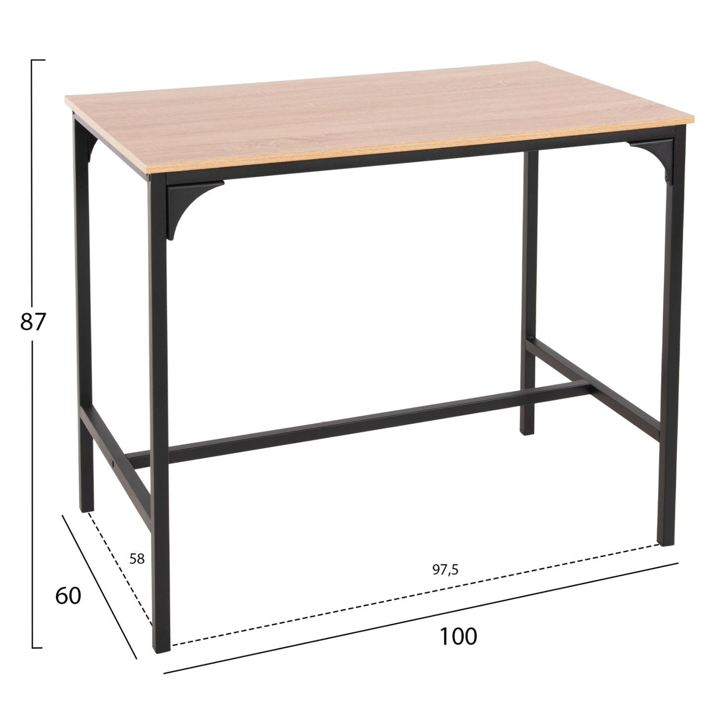 Dining Set For Bars 5pcs Boxy Hm9882.01 Black Metal Frames- Melamine In Sonama