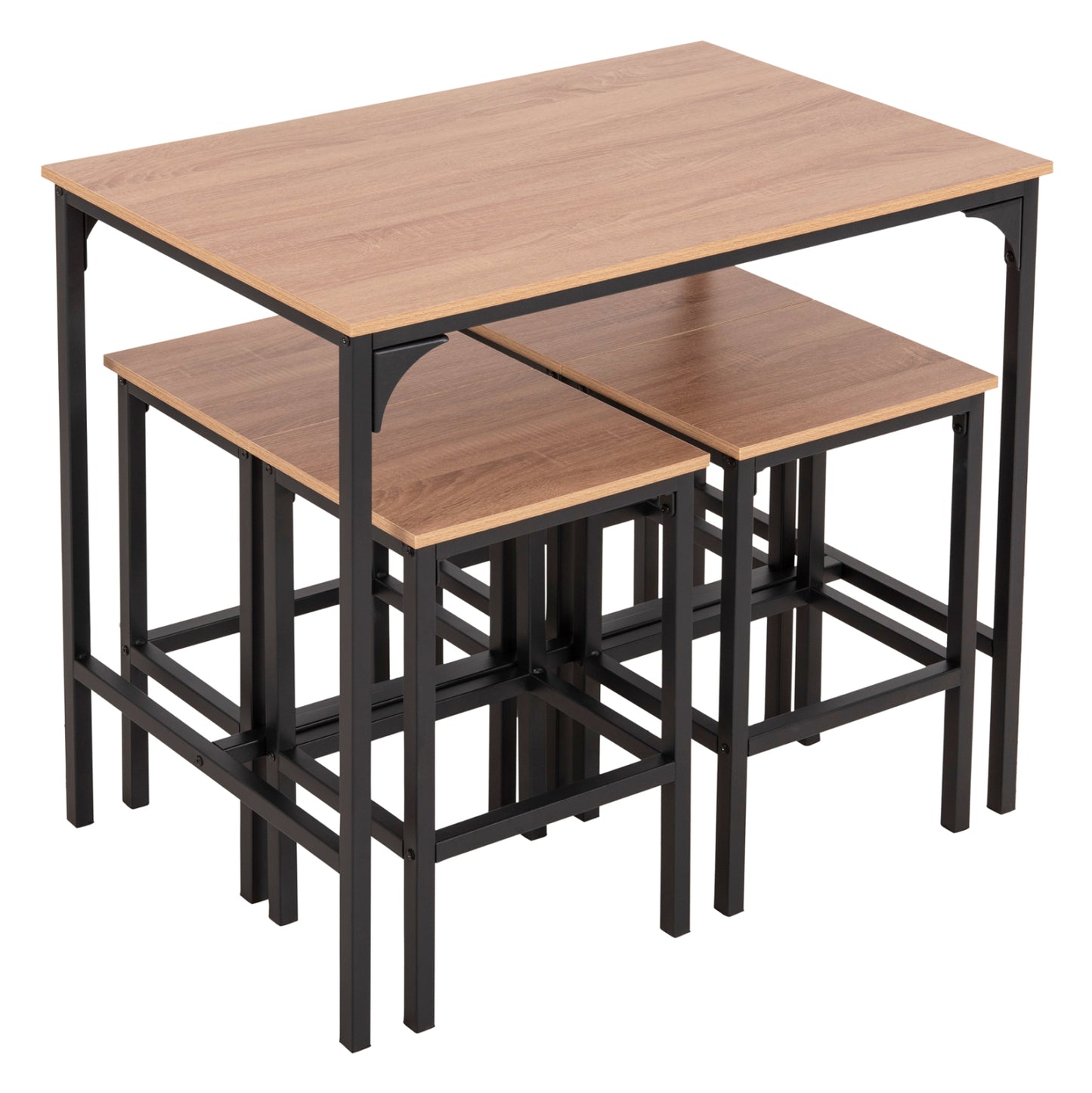 Dining Set For Bars 5pcs Boxy Hm9882.01 Black Metal Frames- Melamine In Sonama