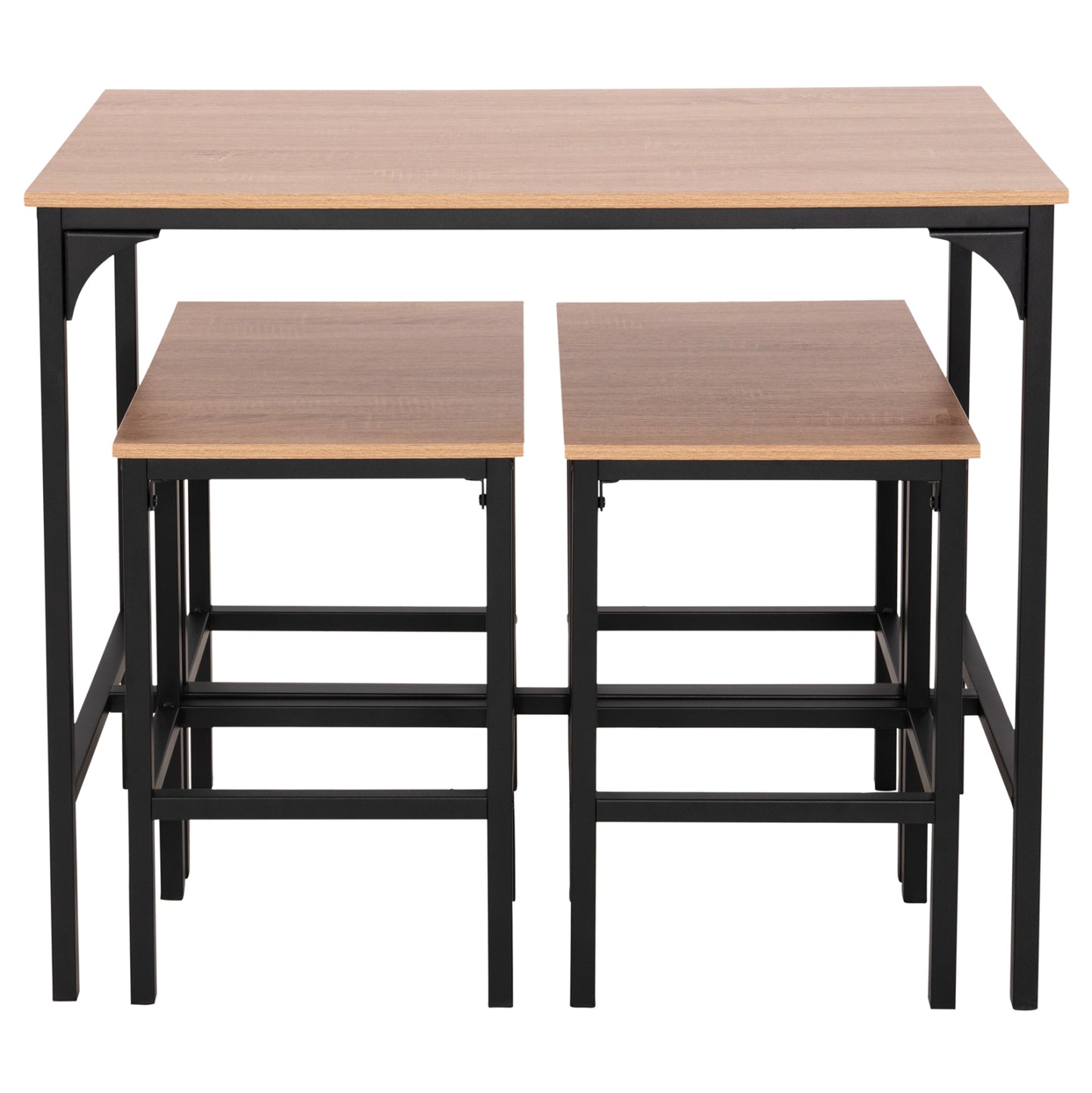 Dining Set For Bars 5pcs Boxy Hm9882.01 Black Metal Frames- Melamine In Sonama