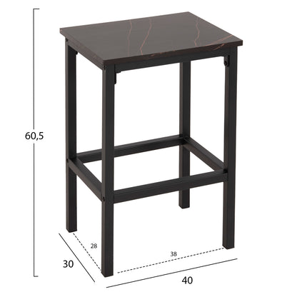 Dining Set For Bars 5pcs Boxy Hm9882.13 Black Metal Frames-black Marble Melamine