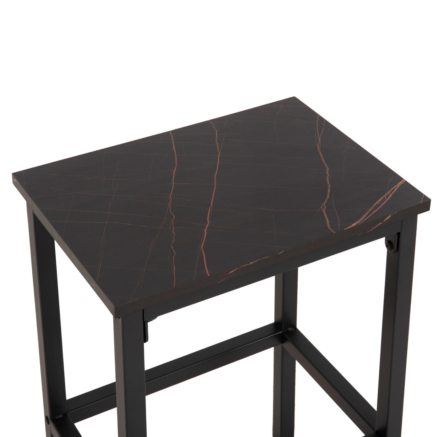 Dining Set For Bars 5pcs Boxy Hm9882.13 Black Metal Frames-black Marble Melamine