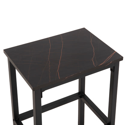 Dining Set For Bars 5pcs Boxy Hm9882.13 Black Metal Frames-black Marble Melamine
