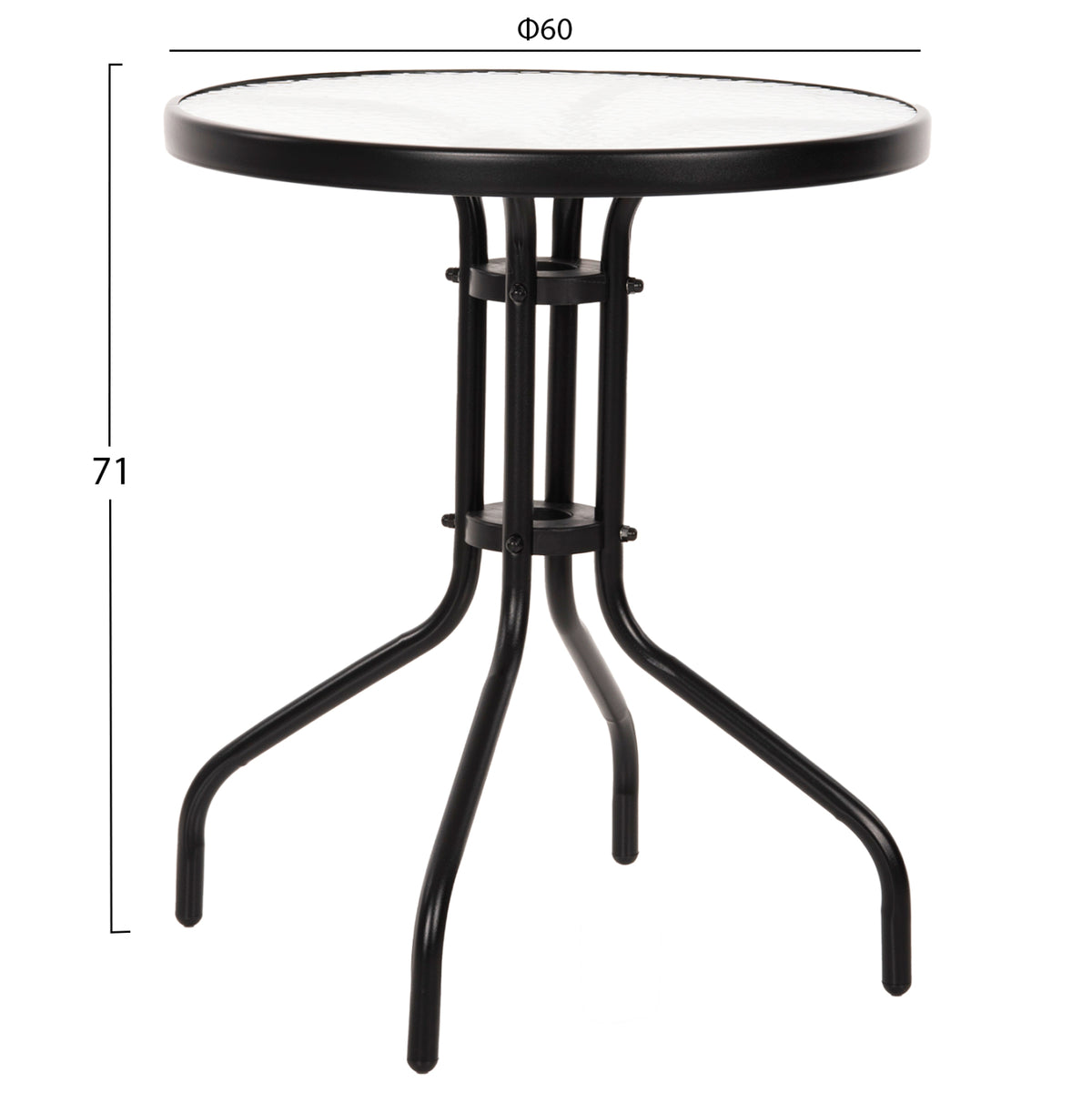 Outdoor Dining Set 3pcs Laura ΗΜ10467.03 Metal & Alum. Chairs & Table Φ60cm Black