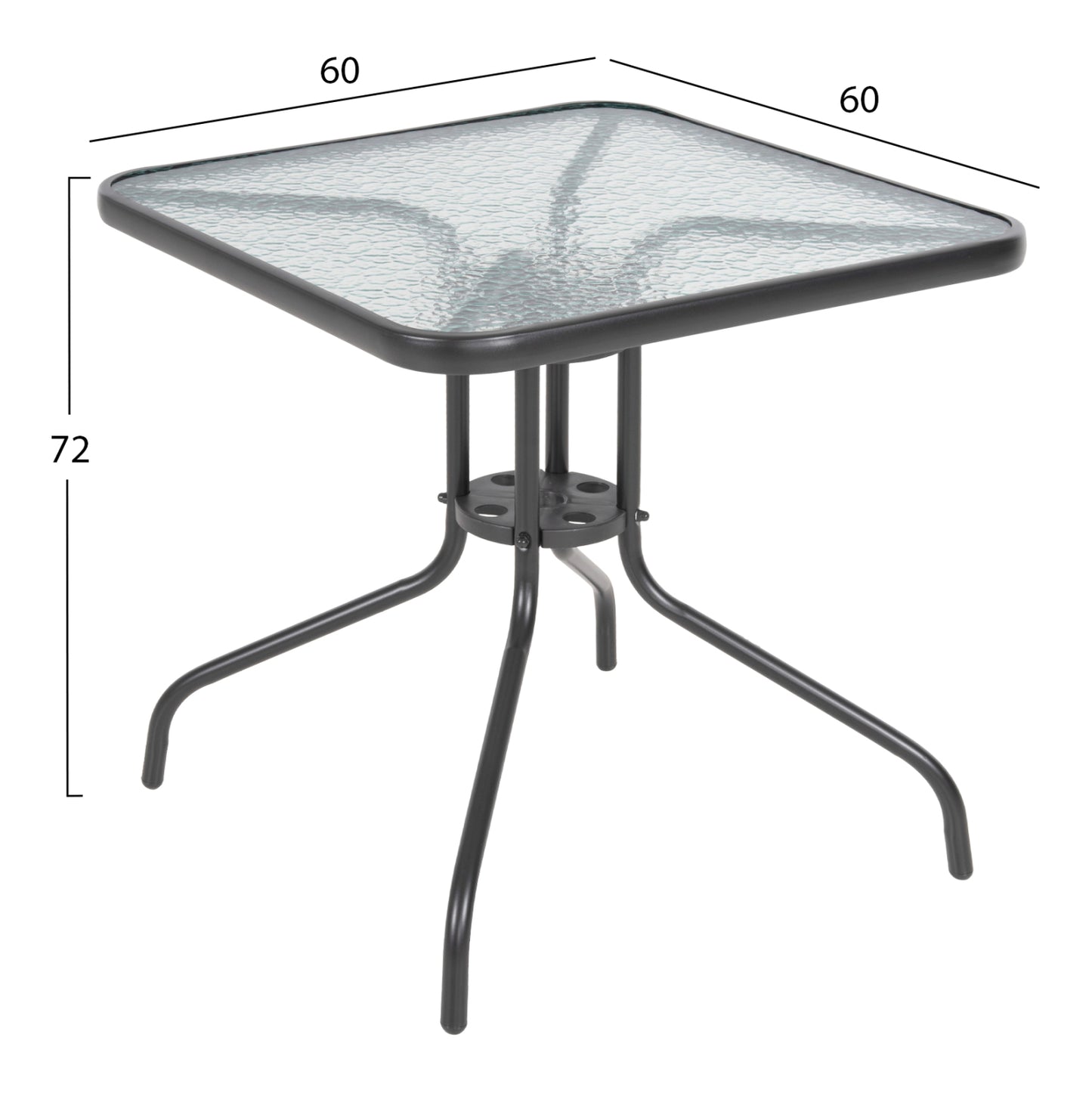 Outdoor Dining Set 3pcs Figo Hm10730.01-- 2 Metal Chairs & Square Table 70x70cm Grey