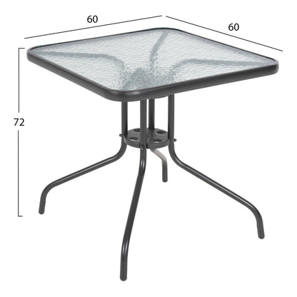 Outdoor Dining Set 3pcs Figo Hm10730.01-- 2 Metal Chairs & Square Table 70x70cm Grey