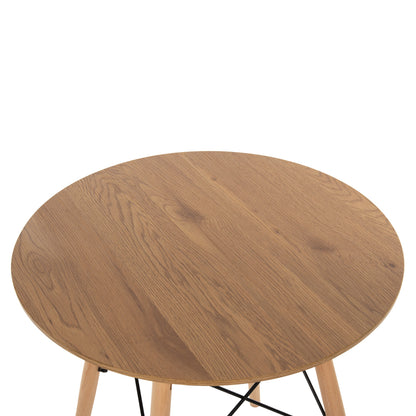Dining Set 3pcs Twist Hm21370 Round Table Φ60 & 2 Dining Chairs In Cappuccino Color