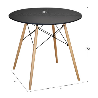 Dining Set 3pcs Twist Hm21373 Round Table Φ80 & 2 Dining Chairs In Black Color