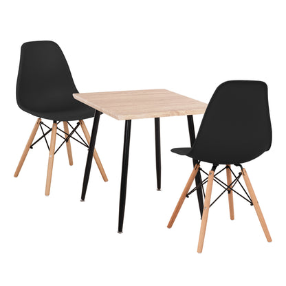 Dining Set 3pcs Paloma Hm21380 Square Table & 2 Dining Chairs In Black