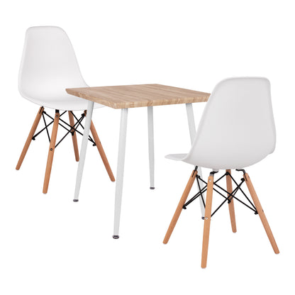 Dining Set 3pcs Paloma Hm21381 Square Table & 2 Dining Chairs In White