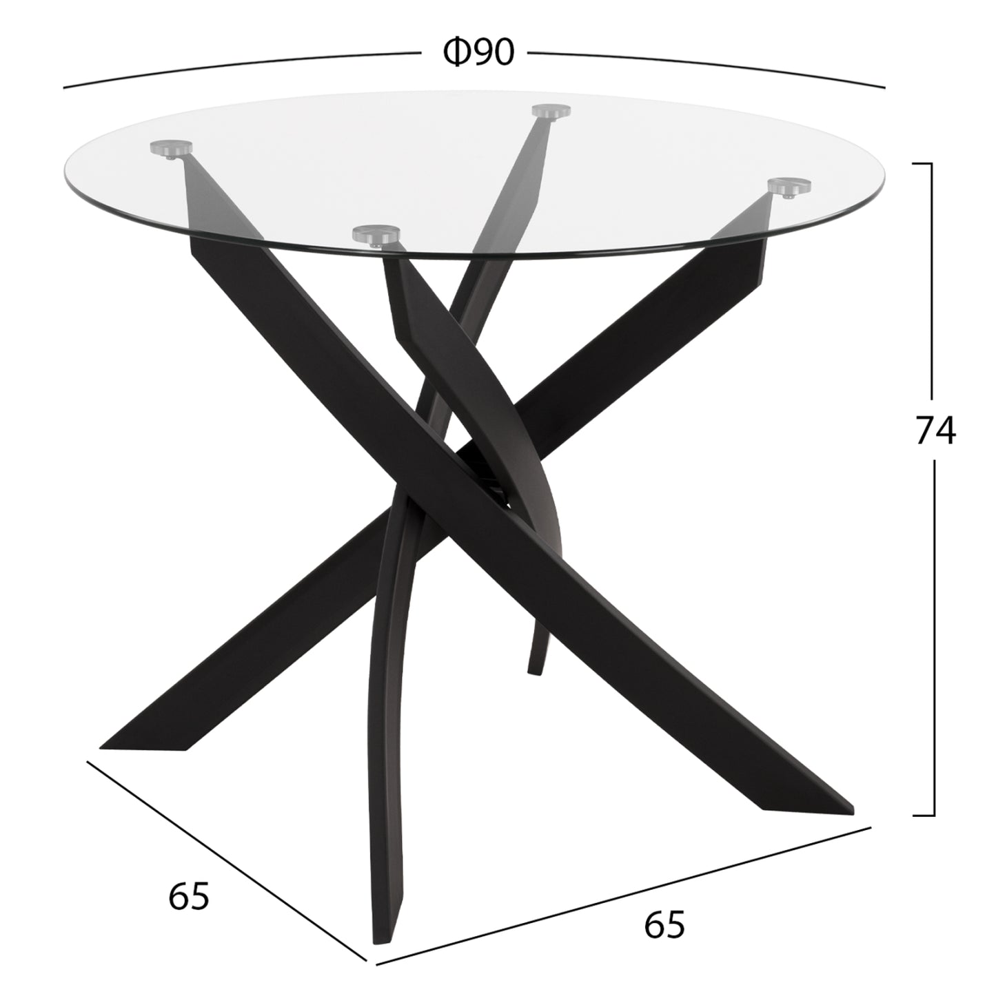 Dining Set 3pcs Jafaru Hm21382 Round Table & 2 Dining Chairs In Black