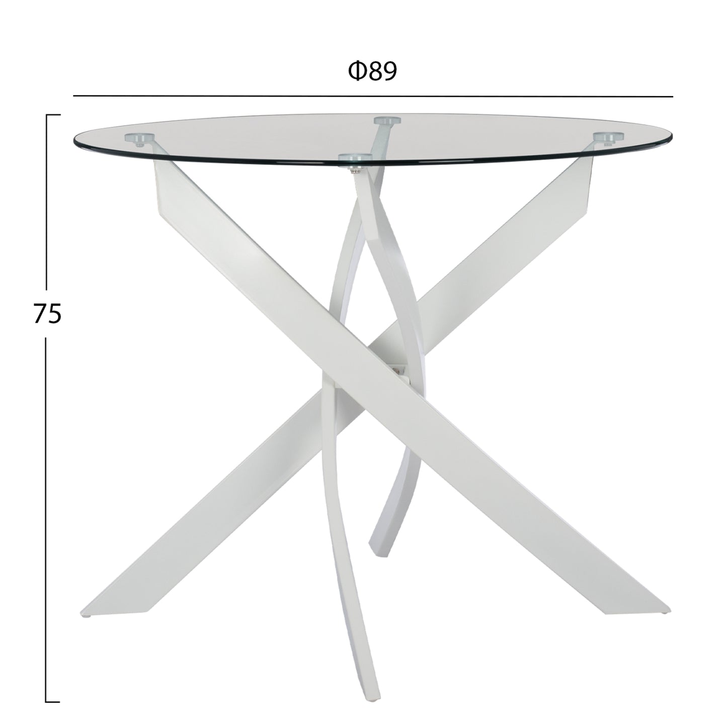 Dining Set 3pcs Jafaru Hm21383 Round Table & 2 Dining Chairs In White