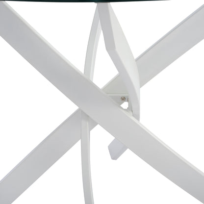 Dining Set 3pcs Jafaru Hm21383 Round Table & 2 Dining Chairs In White