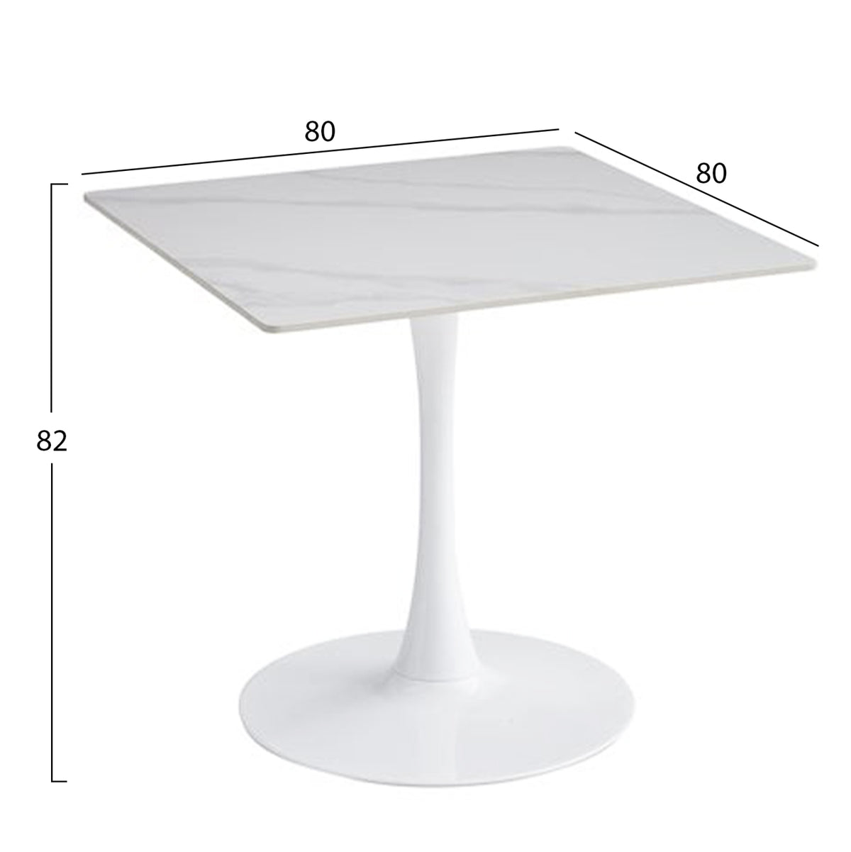 Dining Set 3pcs Tetran Hm21386 Square Table & 2 Dining Chairs In White