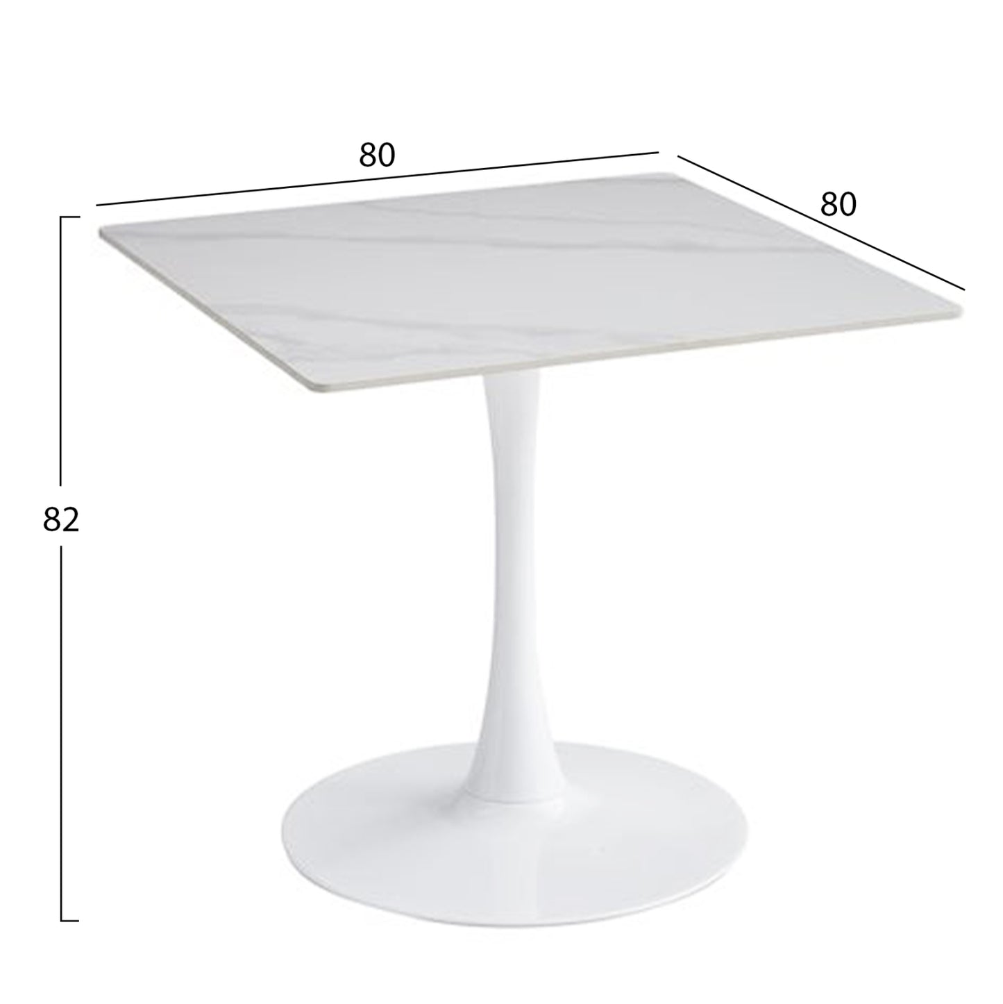 Dining Set 3pcs Tetran Hm21386 Square Table & 2 Dining Chairs In White