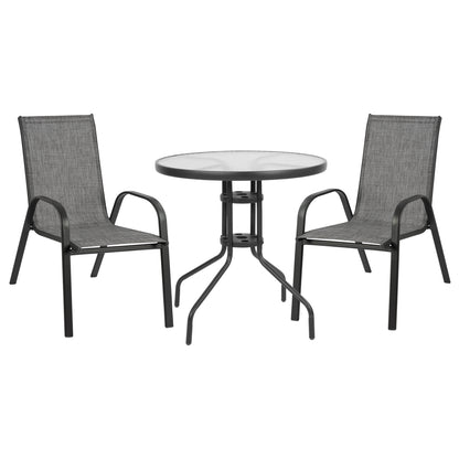 Set Dining Table 3 Pieces With Table & Chairs Leon Grey Hm5184.01