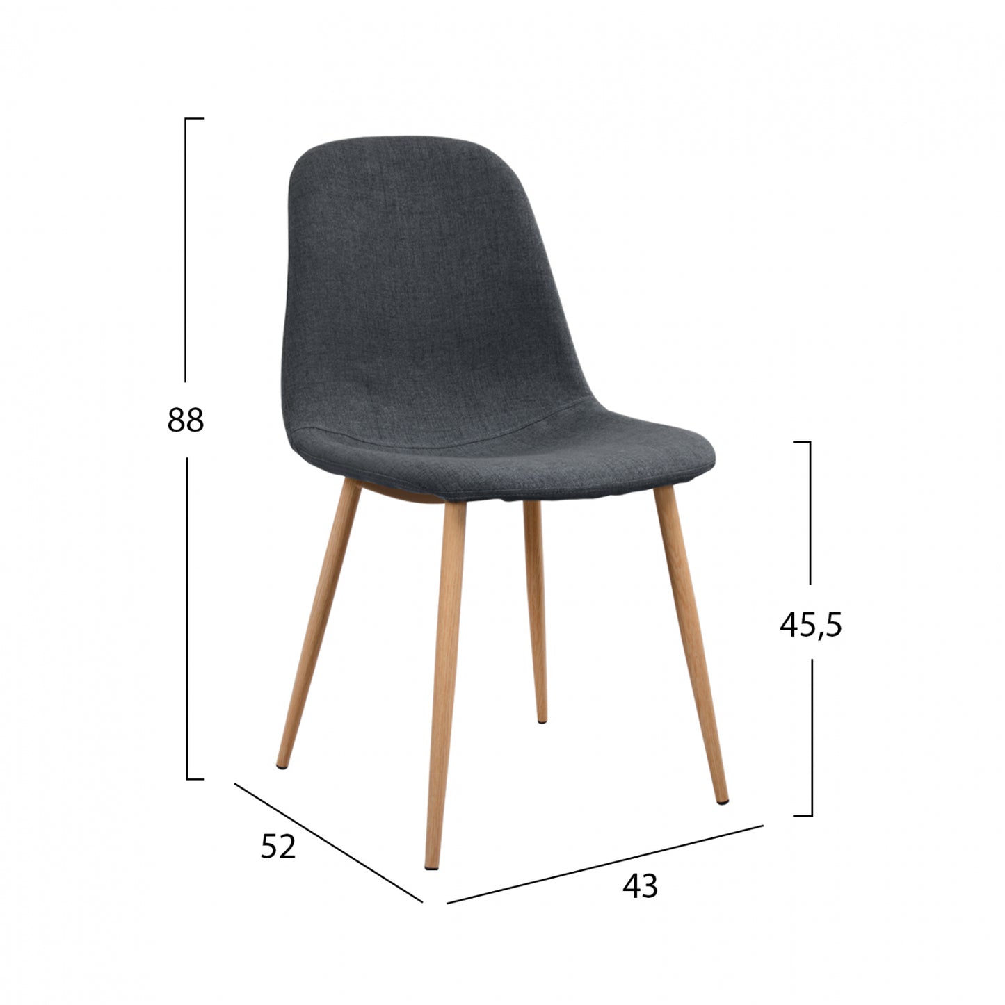 Set Dining Table 5 Pieces Table Minimal 45x54x84 Cm With Leonardo Grey Chair Hm11330.10